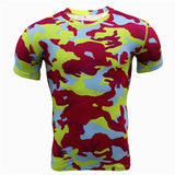 Camouflage Short Sleeves Compression Crossfit Workout Top