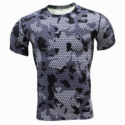 Camouflage Short Sleeves Compression Crossfit Workout Top