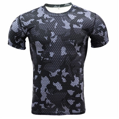 Camouflage Short Sleeves Compression Crossfit Workout Top