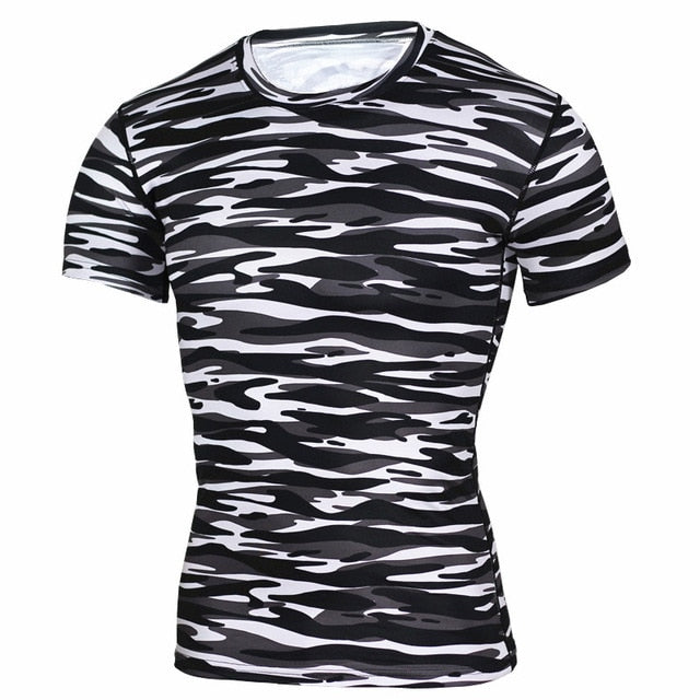 Camouflage Short Sleeves Compression Crossfit Workout Top