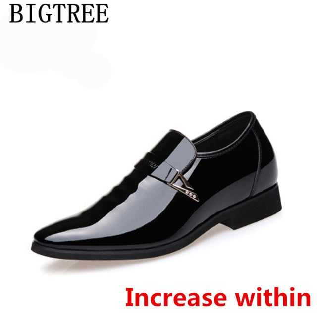 Patent Leather Dress Shoes Men Formal Elevator Shoes For Men Loafers Men Winter Shoes Coiffeur Chaussure Homme Erkek Ayakkabi