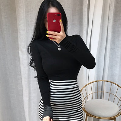 Tshirt Femme Sexy 2020 Clothes Woman Long Sleeve Womens Korean T Shirts Women Tops High Elastic Thin T-Shirt Camiseta Feminina