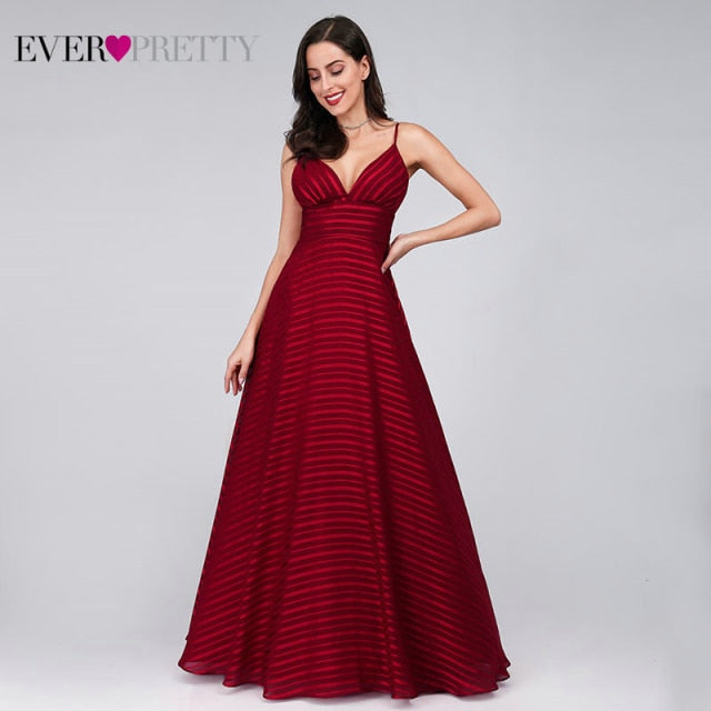 Prom Dresses Satin 2020 Ever Pretty EP07859 Sexy V-neck Sequined Backless Red Long Formal Party Gowns Cheap Prom Long Elegant