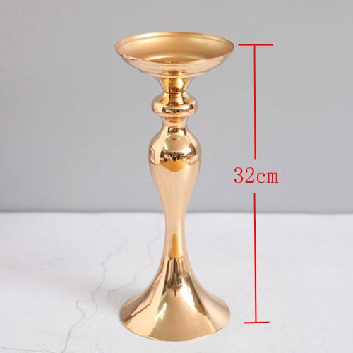 Gold Candle Holders/Stand 50cm/32cm Flowers Vase/Stand Metal Candlestick Floor Vase Candelabra Wedding Centerpieces Deco. 09802