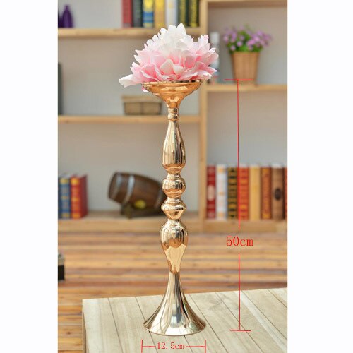 Gold Candle Holders/Stand 50cm/32cm Flowers Vase/Stand Metal Candlestick Floor Vase Candelabra Wedding Centerpieces Deco. 09802