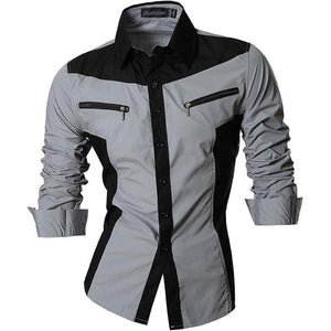 Men's Casual Dress Shirts  Desinger  Long Sleeve Slim Fit 8371 Black2