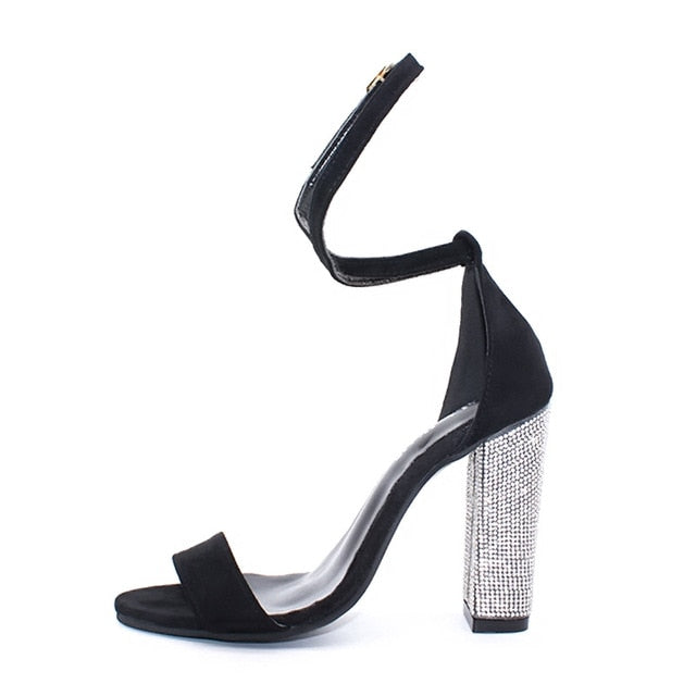 Sexy High Heels Women Pumps Gold Rhinestone Heels Ladies Shoes Classic Pumps Plus Size 35-43 Shoes Women Buckle Strap Sandals