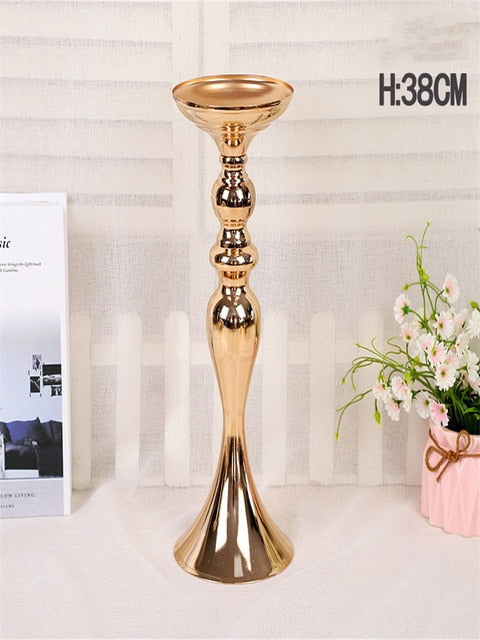 Metal Candle Holders Flowers Vase Candlestick Centerpieces Road Lead Candelabra Centerpieces Wedding porps Christmas decoration