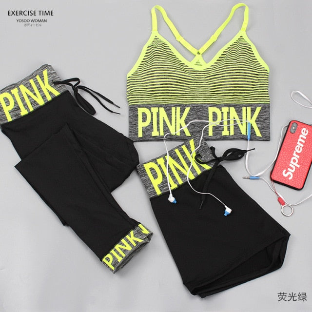 2019  Women Yoga Sets Sports Bra+Yoga Pants+Shorts Fitness Clothing Sportwear  Yoga Suit Sports Wear For Women Gym Clothes