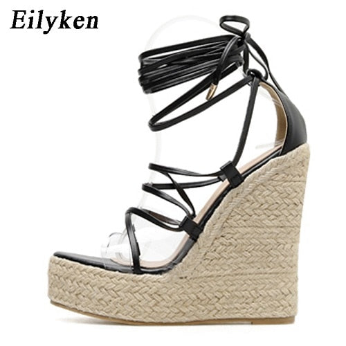 Eilyken Fashion Summer Wedges Women Sandals Open Toe Ankle Strap Ladies Platform Wedges Sandals High heels Shoes size 35-42