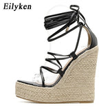 Eilyken Fashion Summer Wedges Women Sandals Open Toe Ankle Strap Ladies Platform Wedges Sandals High heels Shoes size 35-42