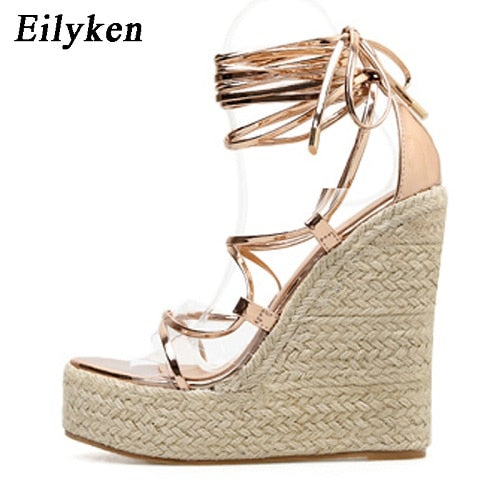 Eilyken Fashion Summer Wedges Women Sandals Open Toe Ankle Strap Ladies Platform Wedges Sandals High heels Shoes size 35-42