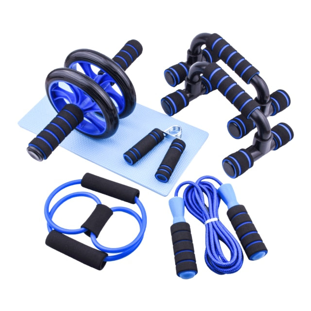 AB Roller Wheel Machine Jump Rope Push up Rack Resistance Bands Abdominal Exercise Trainer Fitness Gym Workout Equipment