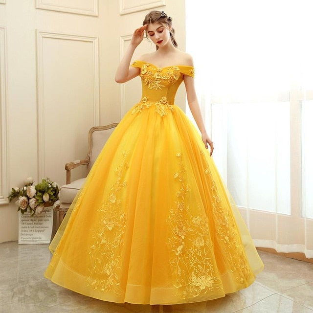 Gryffon Quinceanera Dresses Party Prom Lace Embroidery Off The Shoulder Ball Gown 5 Colors Quinceanera Dress Plus Size