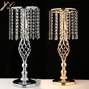 IMUWEN Exquisite Flower Vase Twist Shape Stand Golden/ Silver Wedding/ Table Centerpiece 52 CM Tall Road Lead Home Decor