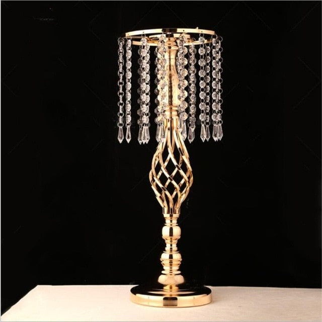 IMUWEN Exquisite Flower Vase Twist Shape Stand Golden/ Silver Wedding/ Table Centerpiece 52 CM Tall Road Lead Home Decor