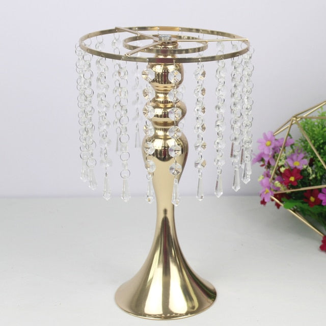 IMUWEN Exquisite Flower Vase Twist Shape Stand Golden/ Silver Wedding/ Table Centerpiece 52 CM Tall Road Lead Home Decor