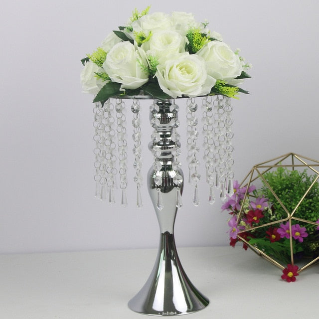 IMUWEN Exquisite Flower Vase Twist Shape Stand Golden/ Silver Wedding/ Table Centerpiece 52 CM Tall Road Lead Home Decor