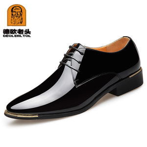 2020 Newly Men's Quality Patent Leather Shoes White Wedding Shoes Size 38-48 Black Leather Soft Man Dress Shoes