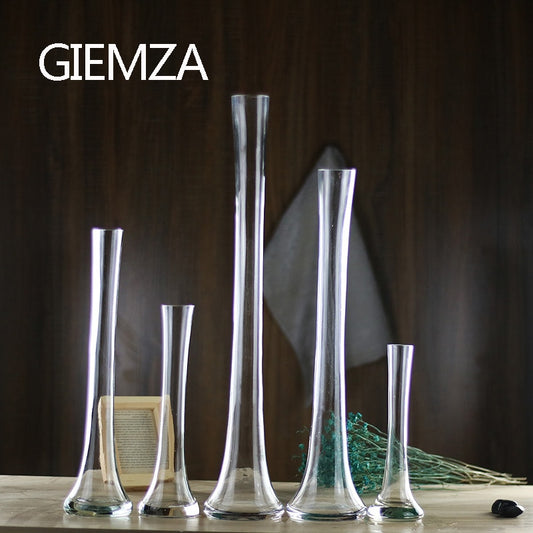 GIEMZA Glass High Vase Transparent Hydroponic Air Plant 1pc Cylinder Tube Round Tall Flower Vases Pure Tool for Home