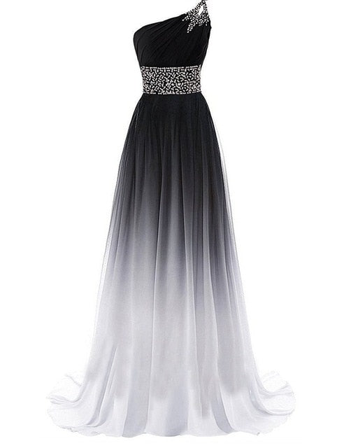 Women's formal prom evening dress beading sleeveless chiffon long wedding party dress Plus size Ceremony Cocktail Dresses