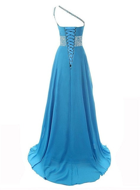 Women's formal prom evening dress beading sleeveless chiffon long wedding party dress Plus size Ceremony Cocktail Dresses