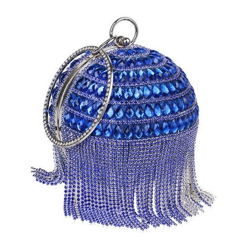 SEKUSA Ball Diamond Tassel Women Party Metal Crystal Clutches Evening  Wedding Bag Bridal Shoulder Handbag Wristlets Clutch