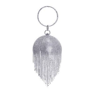 SEKUSA Ball Diamond Tassel Women Party Metal Crystal Clutches Evening  Wedding Bag Bridal Shoulder Handbag Wristlets Clutch