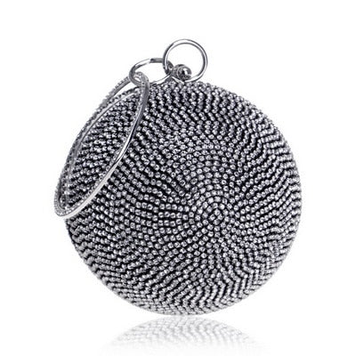 SEKUSA Ball Diamond Tassel Women Party Metal Crystal Clutches Evening  Wedding Bag Bridal Shoulder Handbag Wristlets Clutch