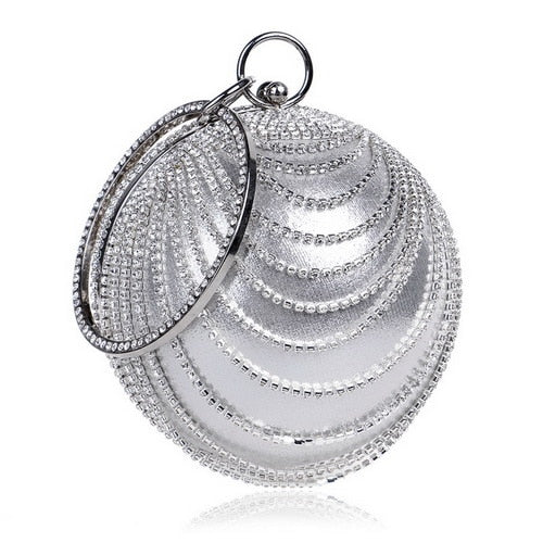 SEKUSA Ball Diamond Tassel Women Party Metal Crystal Clutches Evening  Wedding Bag Bridal Shoulder Handbag Wristlets Clutch