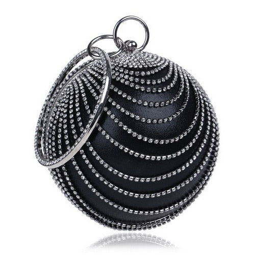 SEKUSA Ball Diamond Tassel Women Party Metal Crystal Clutches Evening  Wedding Bag Bridal Shoulder Handbag Wristlets Clutch