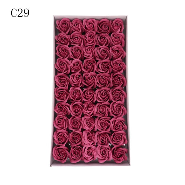 50Pcs/Set Dia 5cm Bath Body Flower Floral Soap Rose Flower Head Artificial Flowers Home Decor For Wedding Valentine'S Day Gift