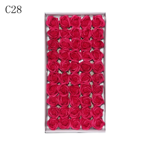 50Pcs/Set Dia 5cm Bath Body Flower Floral Soap Rose Flower Head Artificial Flowers Home Decor For Wedding Valentine'S Day Gift