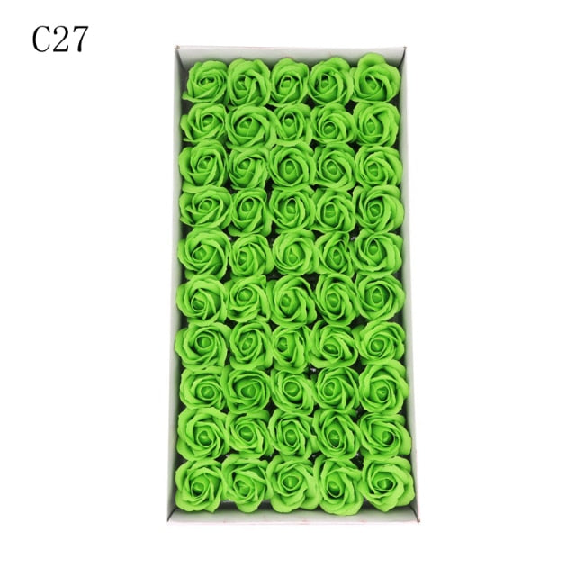 50Pcs/Set Dia 5cm Bath Body Flower Floral Soap Rose Flower Head Artificial Flowers Home Decor For Wedding Valentine'S Day Gift