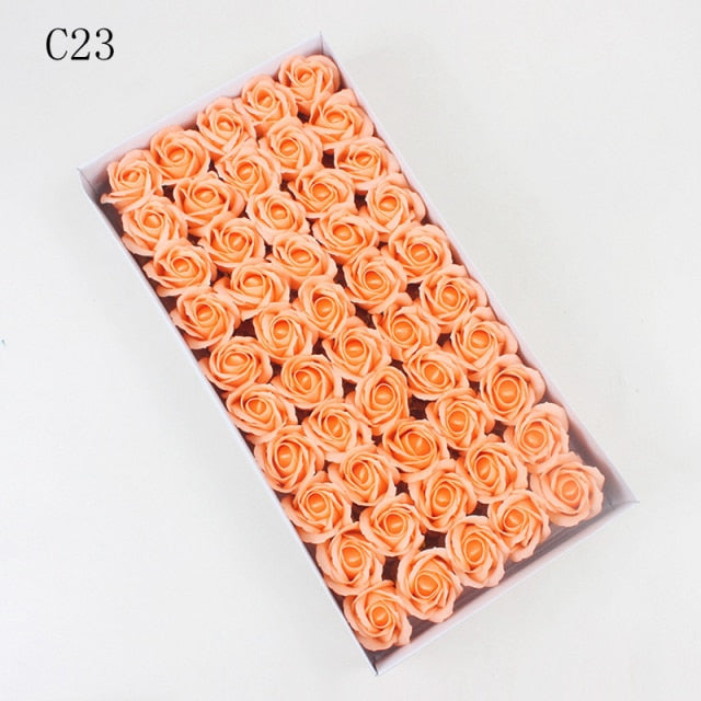 50Pcs/Set Dia 5cm Bath Body Flower Floral Soap Rose Flower Head Artificial Flowers Home Decor For Wedding Valentine'S Day Gift