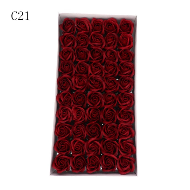 50Pcs/Set Dia 5cm Bath Body Flower Floral Soap Rose Flower Head Artificial Flowers Home Decor For Wedding Valentine'S Day Gift