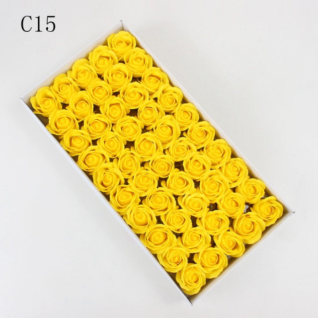 50Pcs/Set Dia 5cm Bath Body Flower Floral Soap Rose Flower Head Artificial Flowers Home Decor For Wedding Valentine'S Day Gift