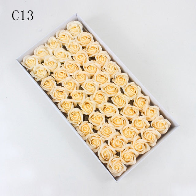 50Pcs/Set Dia 5cm Bath Body Flower Floral Soap Rose Flower Head Artificial Flowers Home Decor For Wedding Valentine'S Day Gift