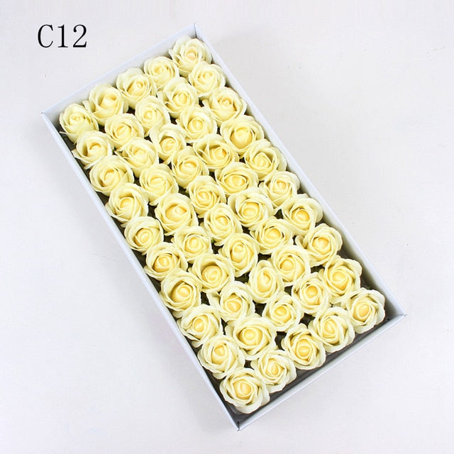 50Pcs/Set Dia 5cm Bath Body Flower Floral Soap Rose Flower Head Artificial Flowers Home Decor For Wedding Valentine'S Day Gift