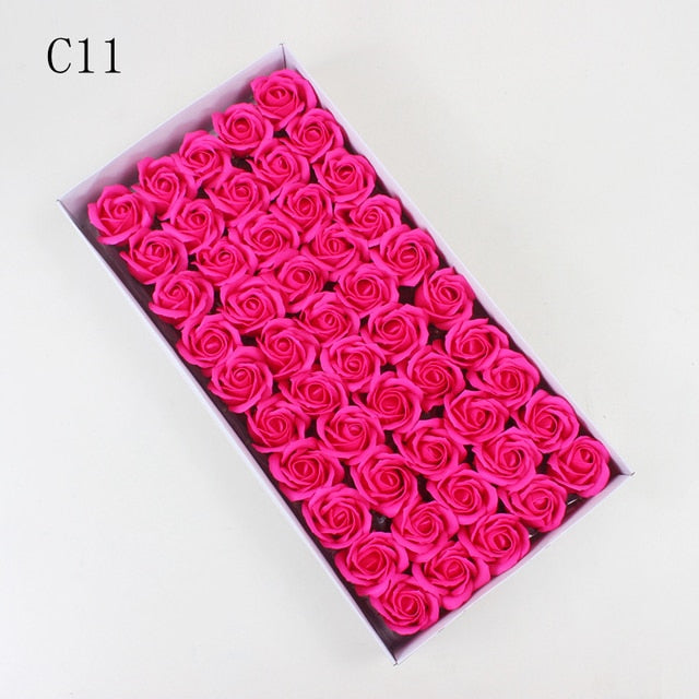 50Pcs/Set Dia 5cm Bath Body Flower Floral Soap Rose Flower Head Artificial Flowers Home Decor For Wedding Valentine'S Day Gift