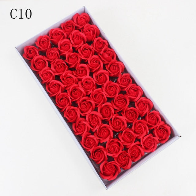 50Pcs/Set Dia 5cm Bath Body Flower Floral Soap Rose Flower Head Artificial Flowers Home Decor For Wedding Valentine'S Day Gift