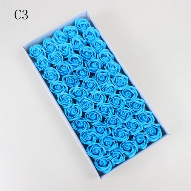 50Pcs/Set Dia 5cm Bath Body Flower Floral Soap Rose Flower Head Artificial Flowers Home Decor For Wedding Valentine'S Day Gift