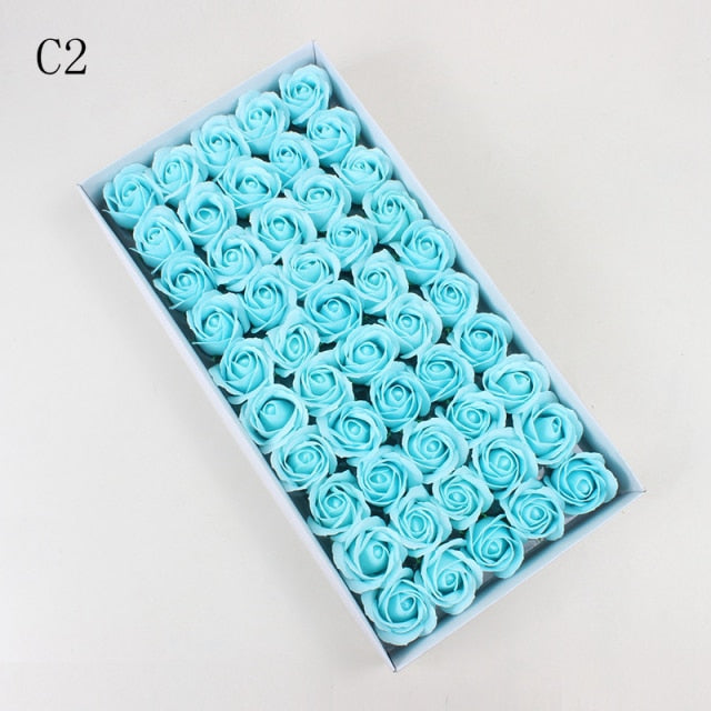 50Pcs/Set Dia 5cm Bath Body Flower Floral Soap Rose Flower Head Artificial Flowers Home Decor For Wedding Valentine'S Day Gift