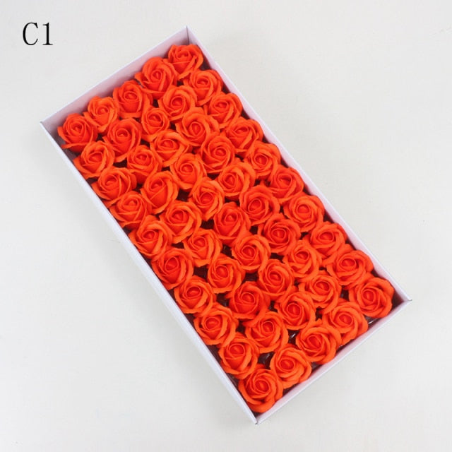 50Pcs/Set Dia 5cm Bath Body Flower Floral Soap Rose Flower Head Artificial Flowers Home Decor For Wedding Valentine'S Day Gift