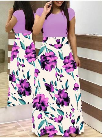 Plus Size Women Autumn Print Stitching Flower Casual Long Party Dress 2020 Vestidos Bodycon Elegant Sexy Woman Maxi Dress Femme