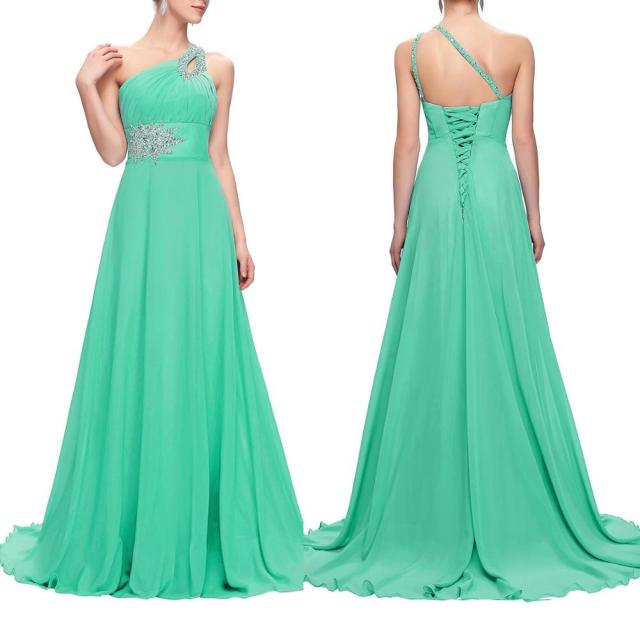 Women's formal prom evening dress beading sleeveless chiffon long wedding party dress Plus size Ceremony Cocktail Dresses