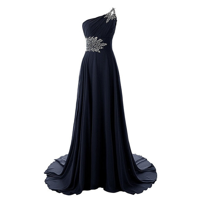 Women's formal prom evening dress beading sleeveless chiffon long wedding party dress Plus size Ceremony Cocktail Dresses