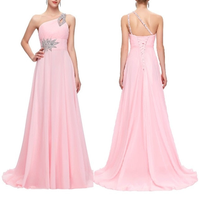 Women's formal prom evening dress beading sleeveless chiffon long wedding party dress Plus size Ceremony Cocktail Dresses