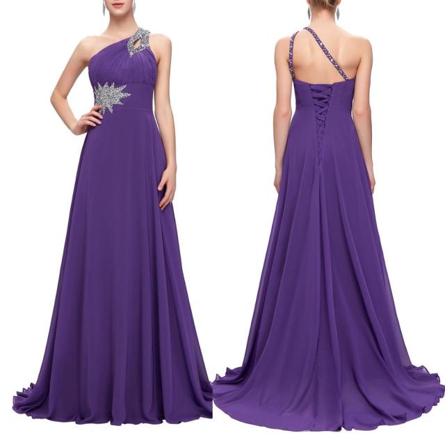 Women's formal prom evening dress beading sleeveless chiffon long wedding party dress Plus size Ceremony Cocktail Dresses