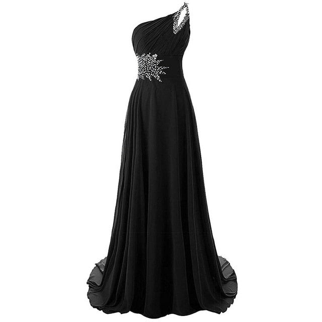 Women's formal prom evening dress beading sleeveless chiffon long wedding party dress Plus size Ceremony Cocktail Dresses